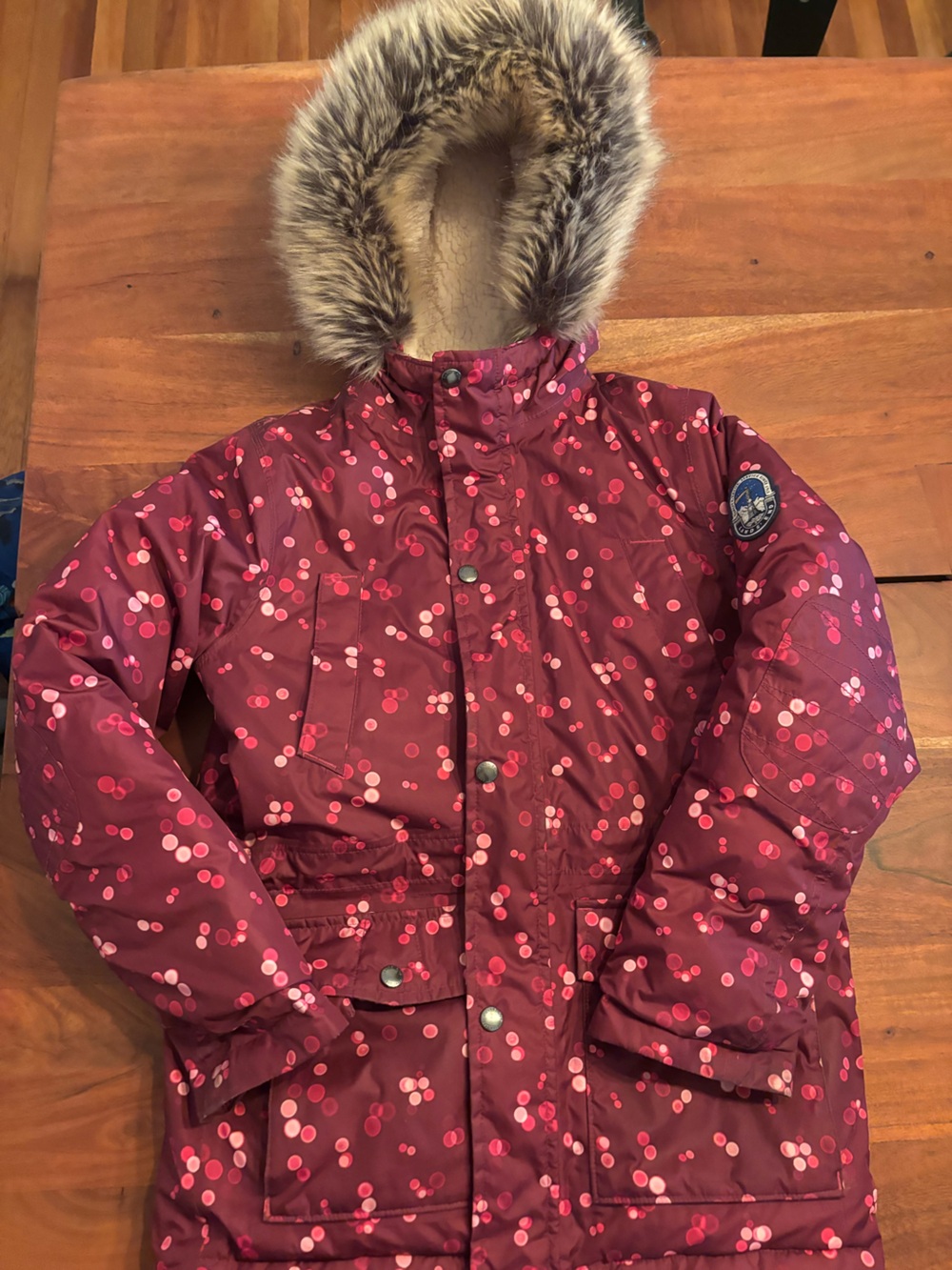 Lands' End Kids' Pink Sherpa-Lined Winter Jacket Girls Size Medium